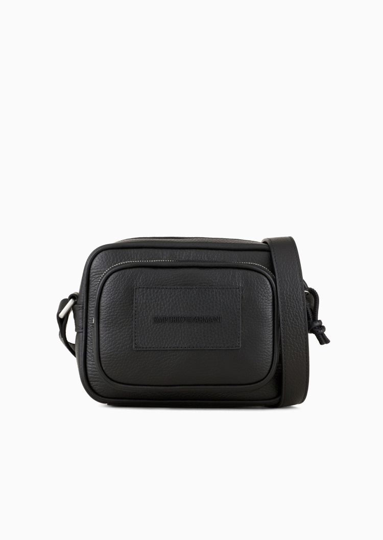 Emporio Armani 男士荔枝纹商务休闲通勤单肩斜挎邮差包