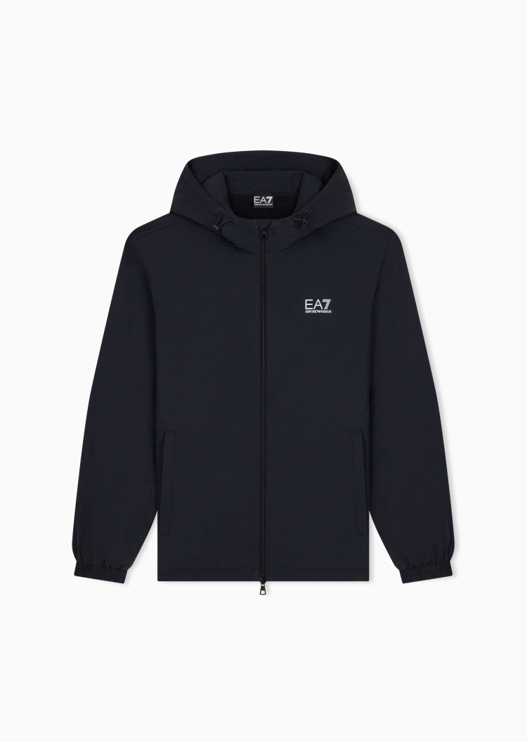 EA7 男士轻薄短款连帽直身印花户外运动棉服外套