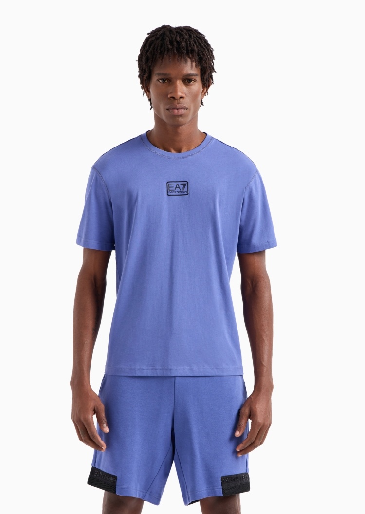 EA7 男士全棉合身短袖圆领纯色运动T恤