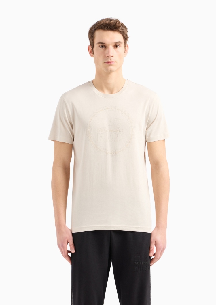 EA7 男士全棉重磅合身短袖圆领健身T恤