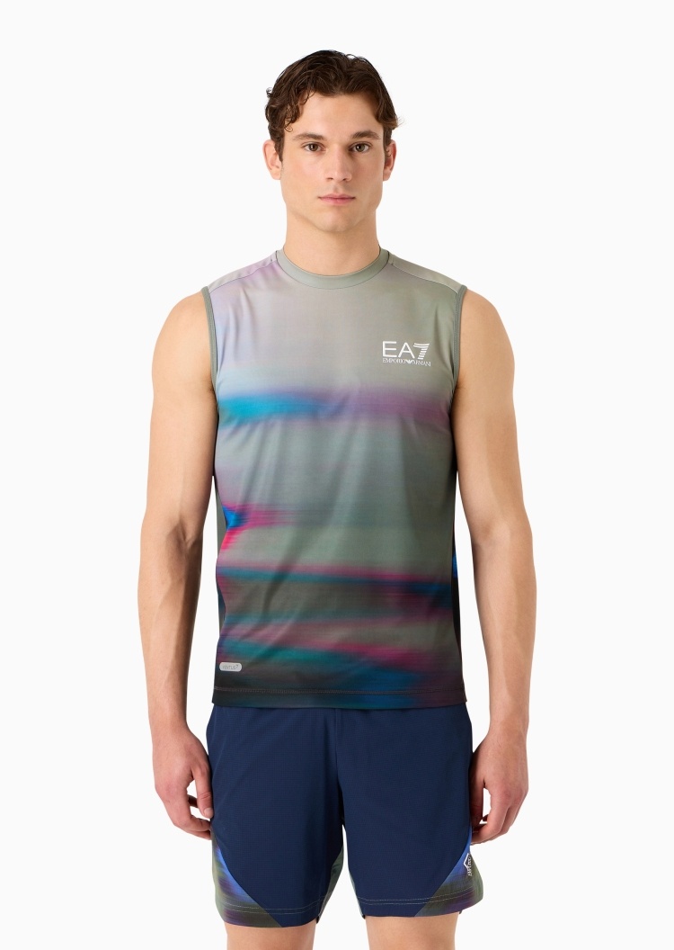 EA7 男士VENTUS 7修身无袖圆领网球T恤