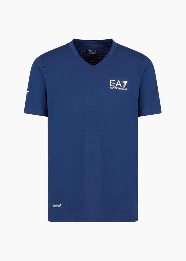 EA7 男士VENTUS 7弹力短袖V领网球T恤