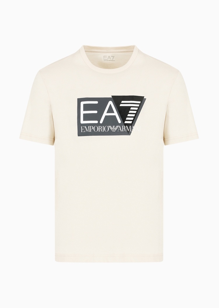 EA7 男士全棉合身短袖圆领LOGO健身T恤