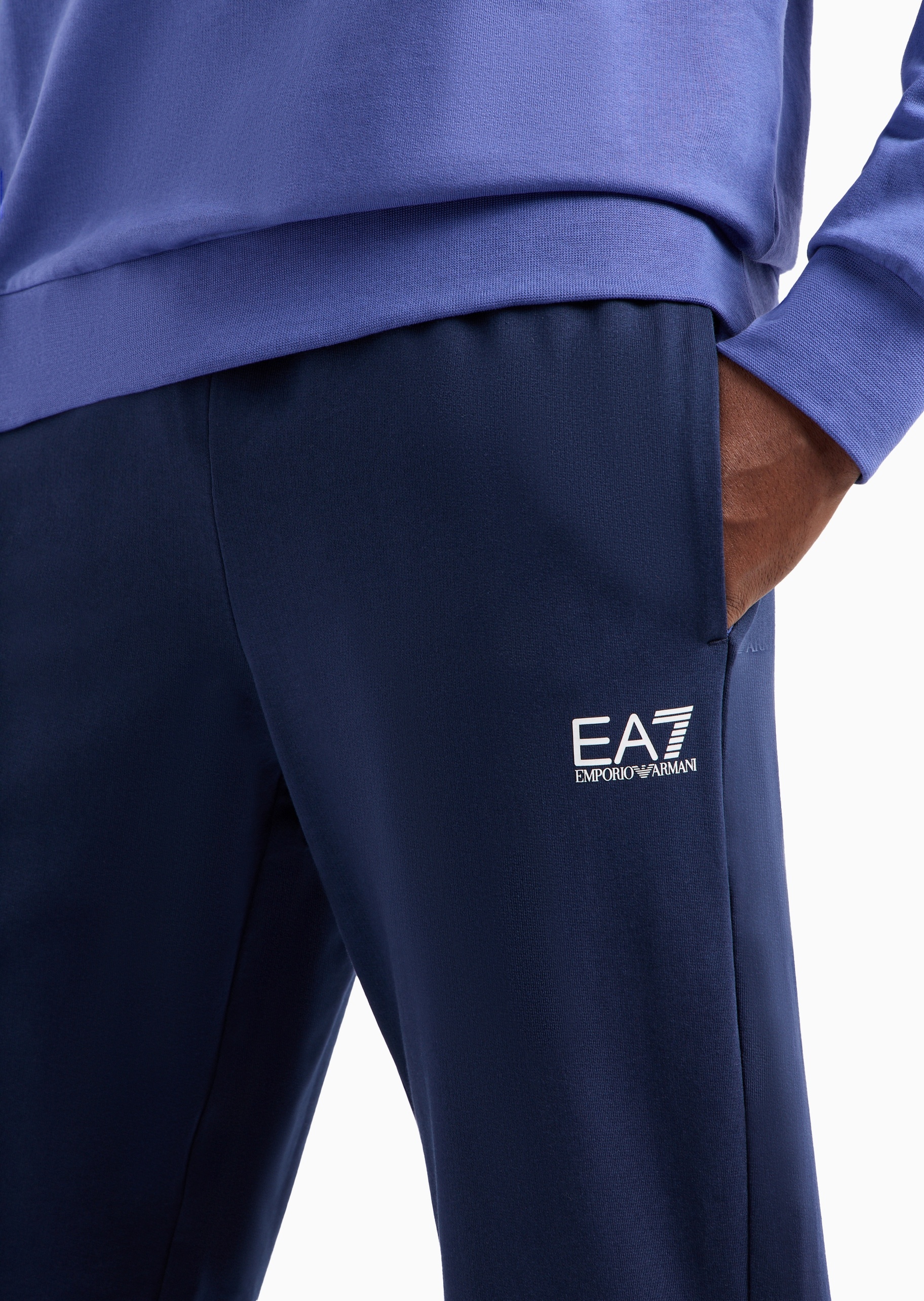 EA7 男士全棉圆领卫衣束脚卫裤印花运动套装