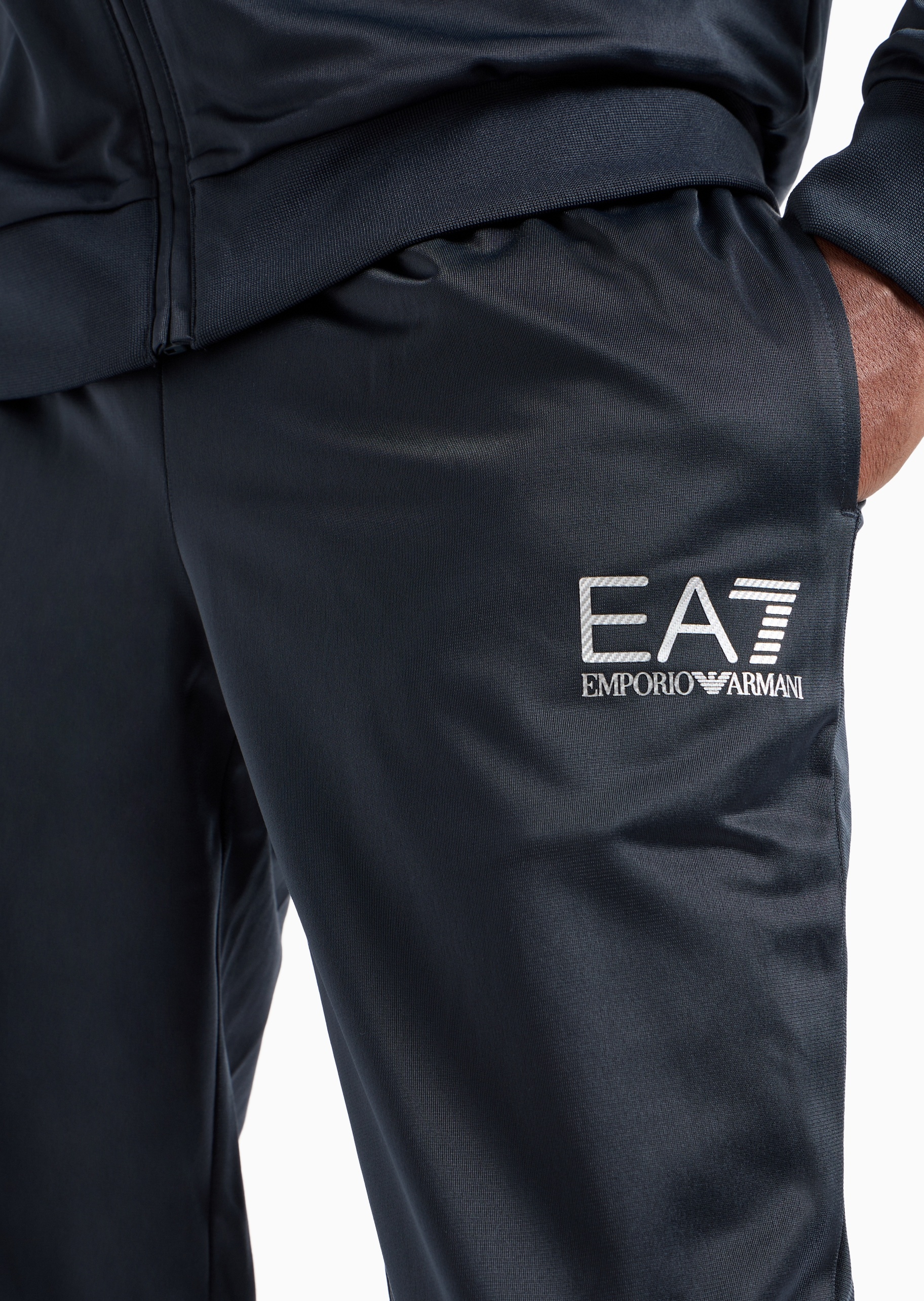 EA7 男士立领开衫束脚卫裤印花休闲运动套装