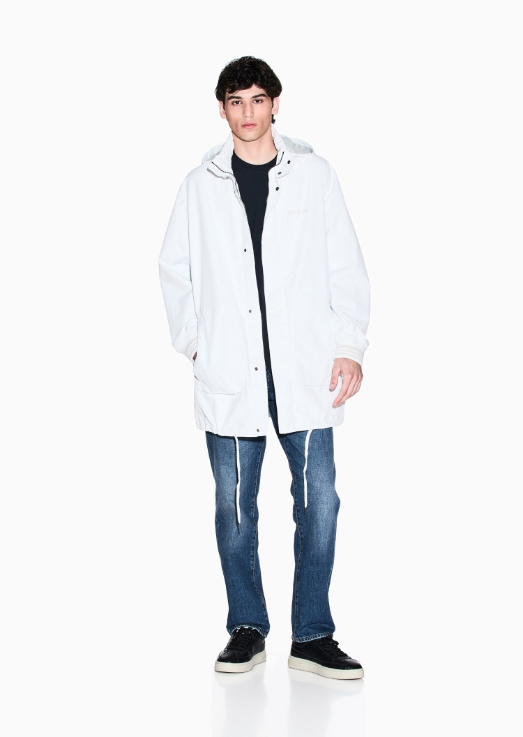 ARMANI EXCHANGE 男士宽松长袖连帽拉链廓形休闲风衣