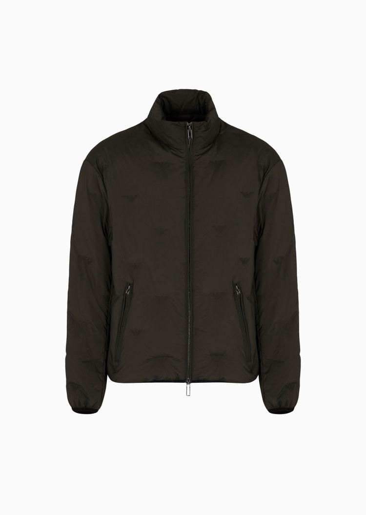 Emporio Armani 男士短款立领通体鹰标拉链羽绒服