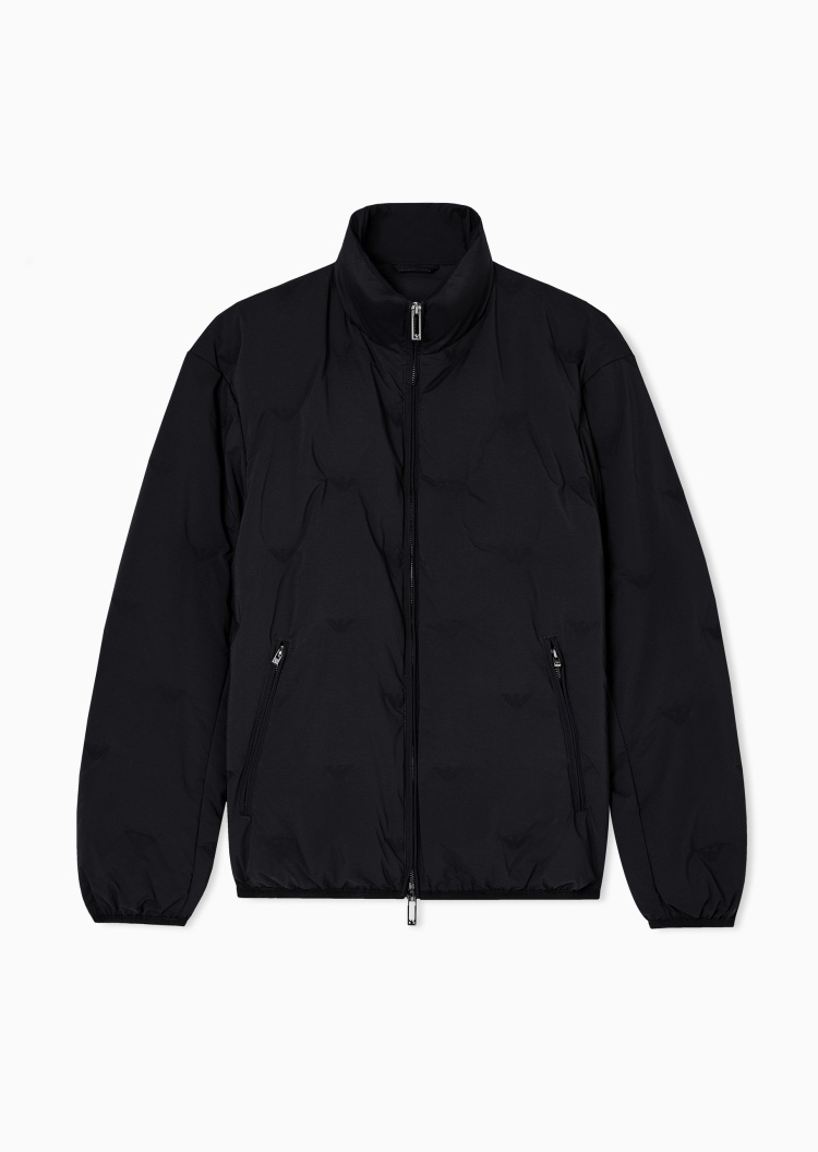 Emporio Armani 男士短款立领通体鹰标拉链羽绒服