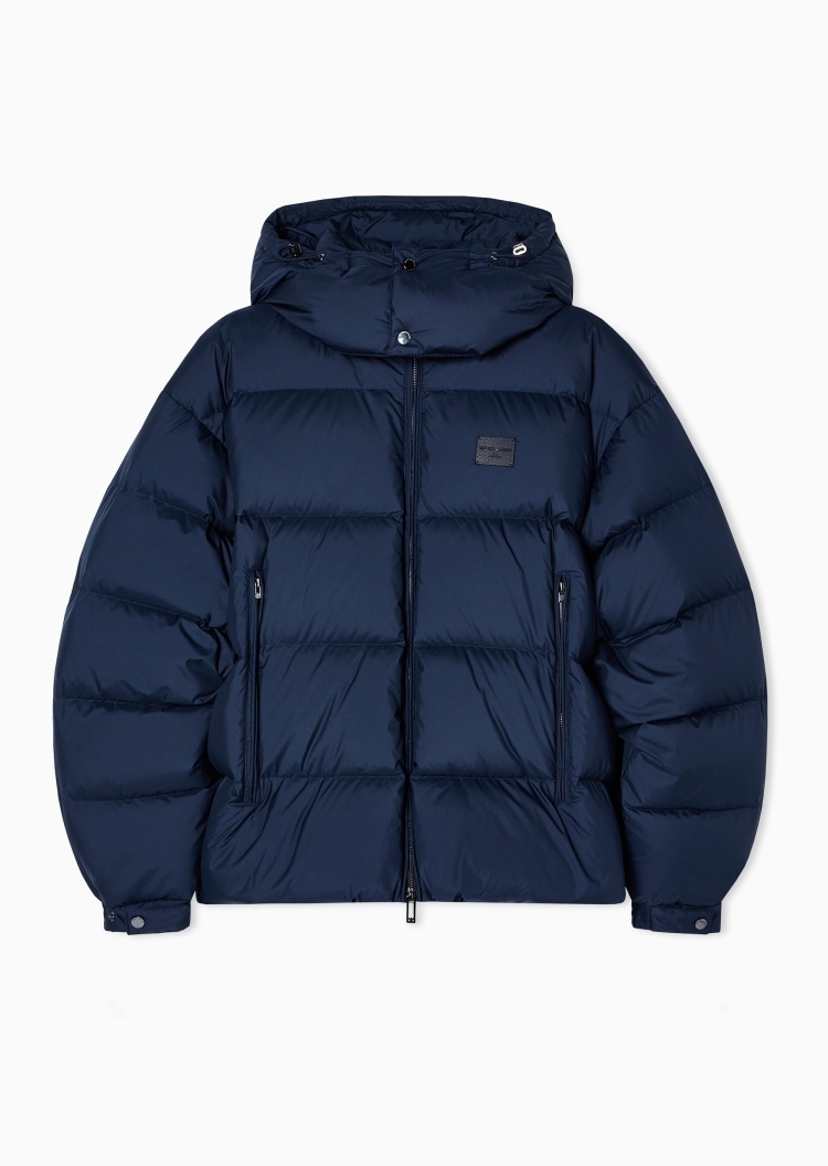 Emporio Armani 男士短款加厚连帽拉链门襟面包服羽绒服