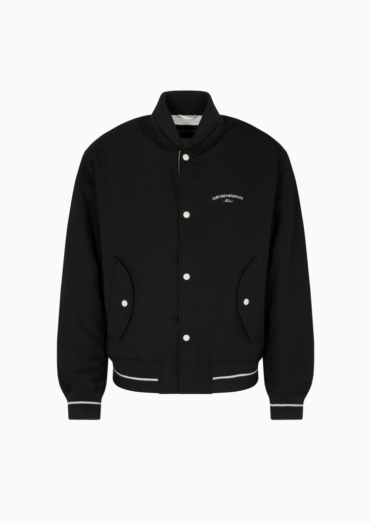 Emporio Armani 男士短款轻薄长袖棒球领刺绣飞行员棉服