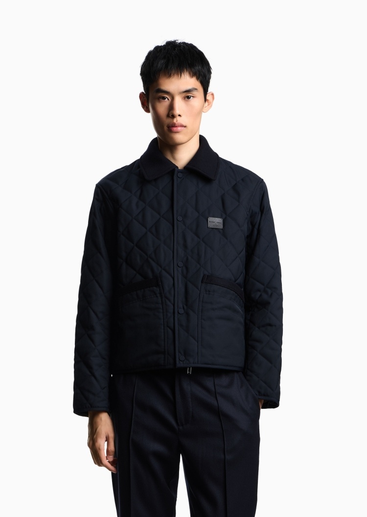 Emporio Armani 男士翻领夹棉衬衫式休闲商务夹克外套