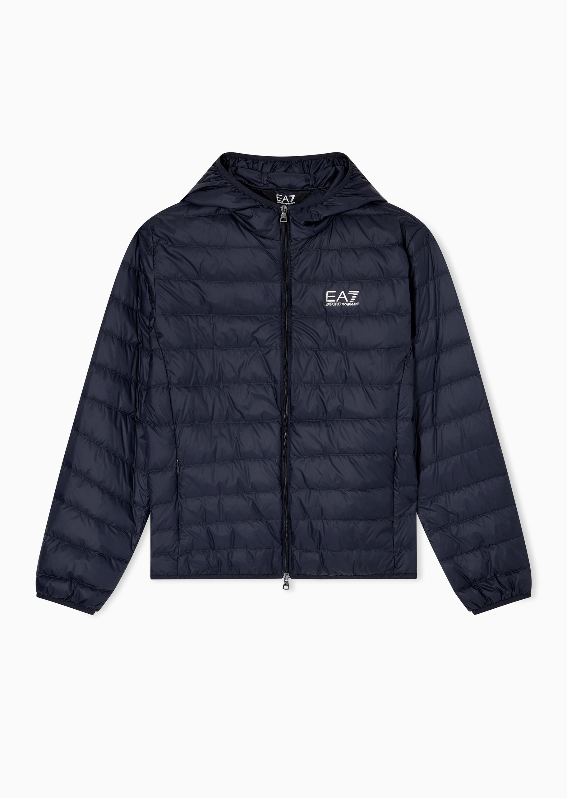 EA7 男士长袖连帽撞色LOGO羽绒服