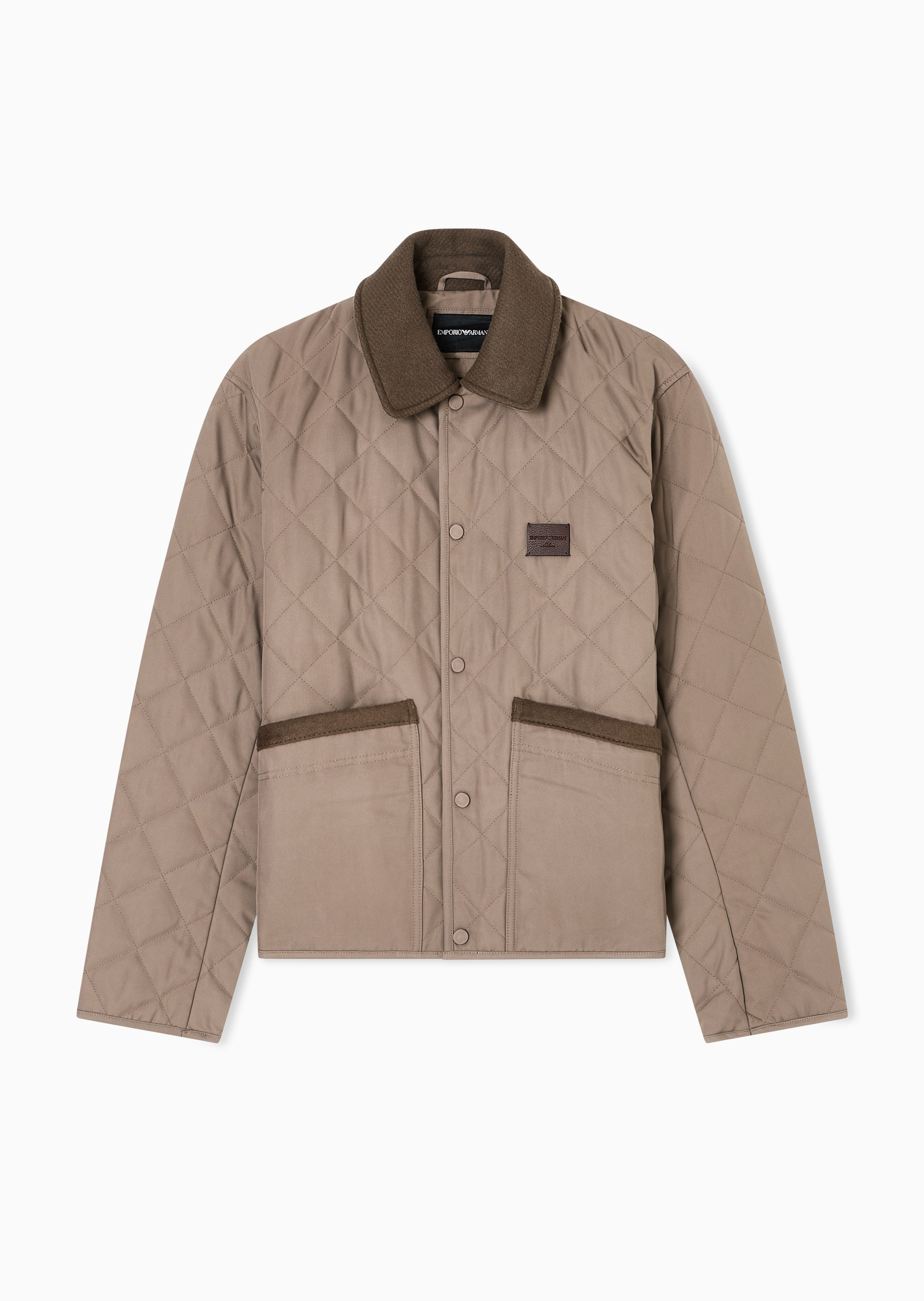 Emporio Armani 男士短款轻薄长袖翻领菱形绗缝休闲时尚棉服