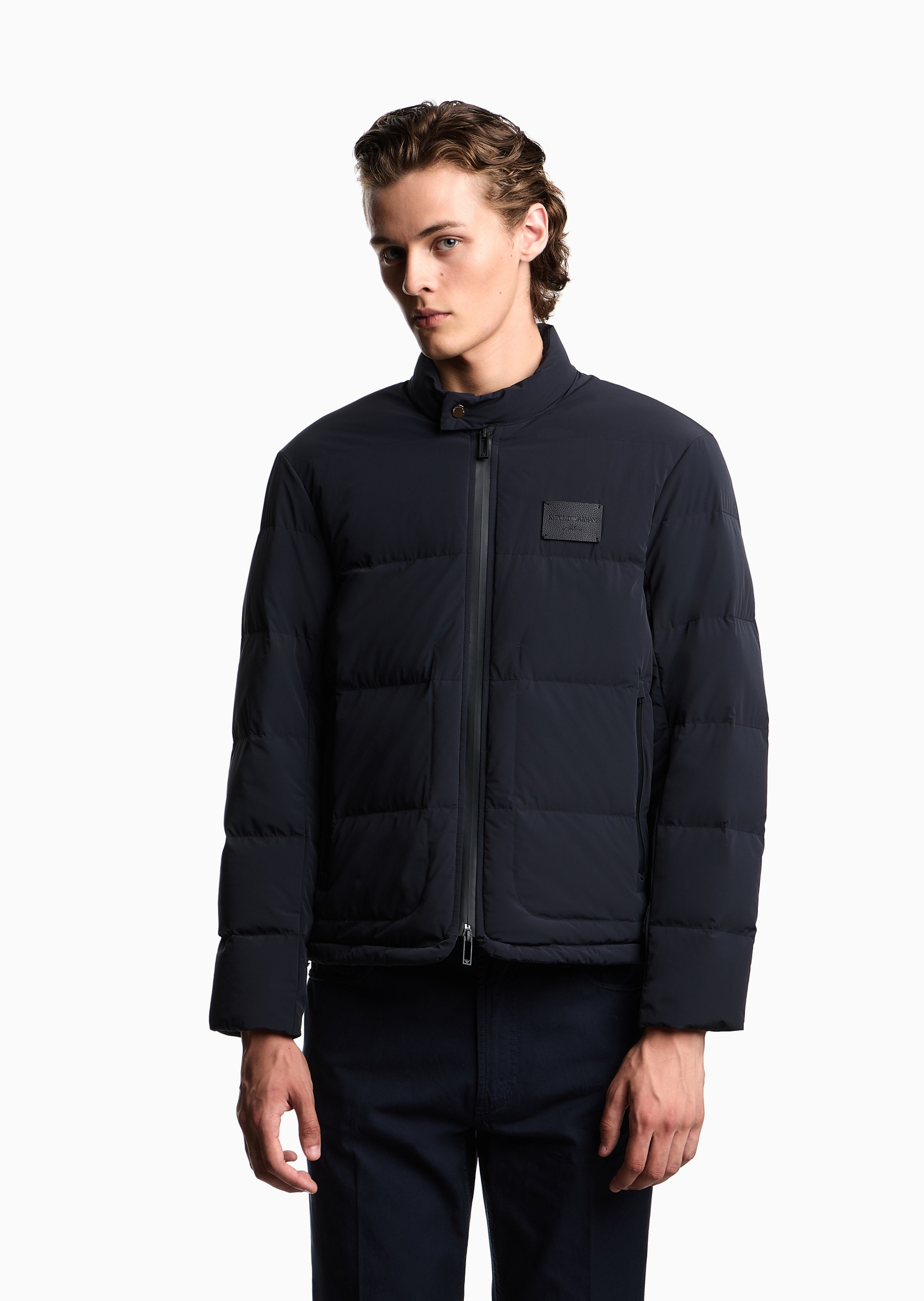 Emporio Armani 男士短款90白鸭绒立领面包羽绒服外套