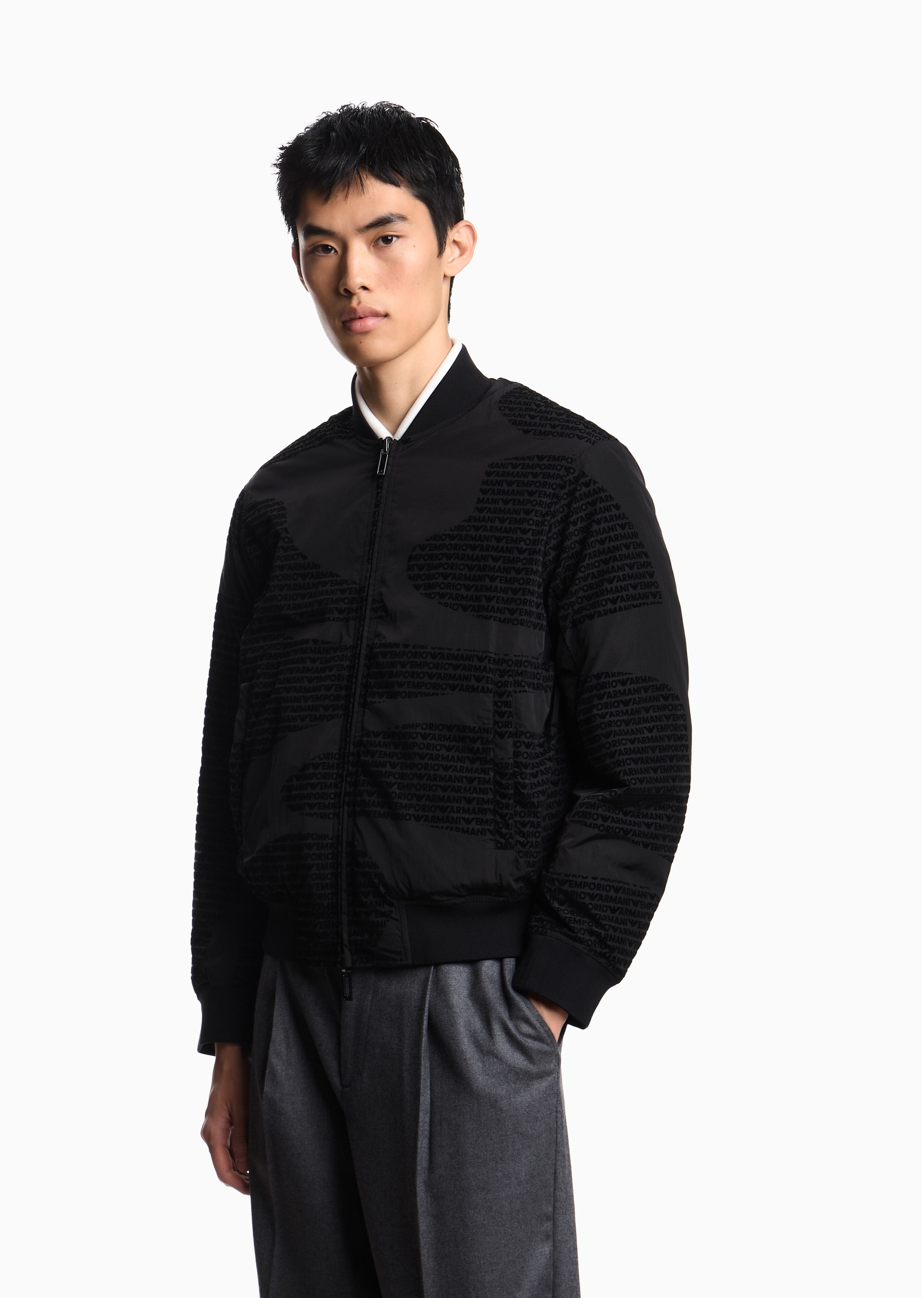 Emporio Armani 男士80白鸭绒棒球领通勤羽绒服外套