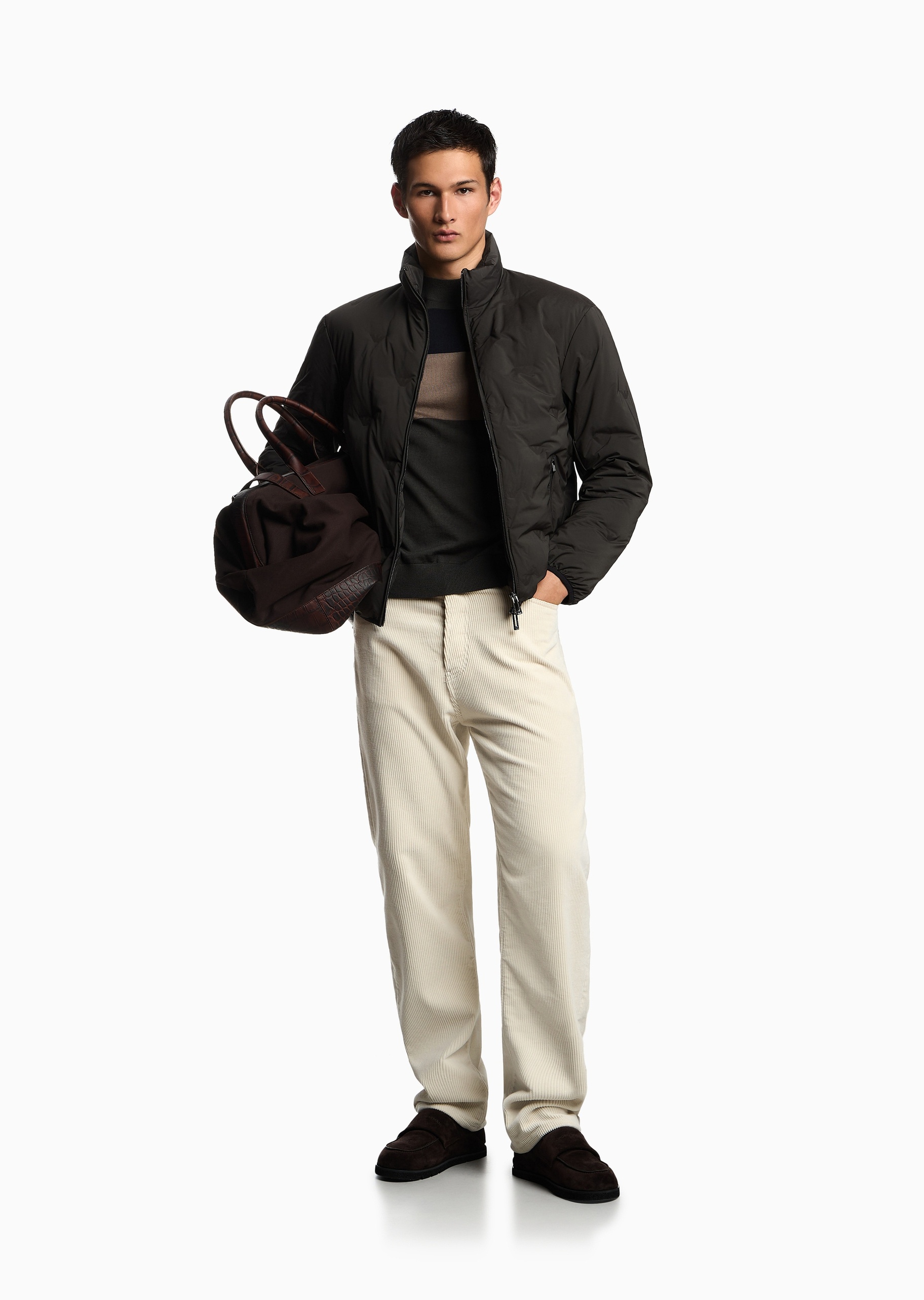 Emporio Armani 男士80白鸭绒立领绗缝羽绒服外套