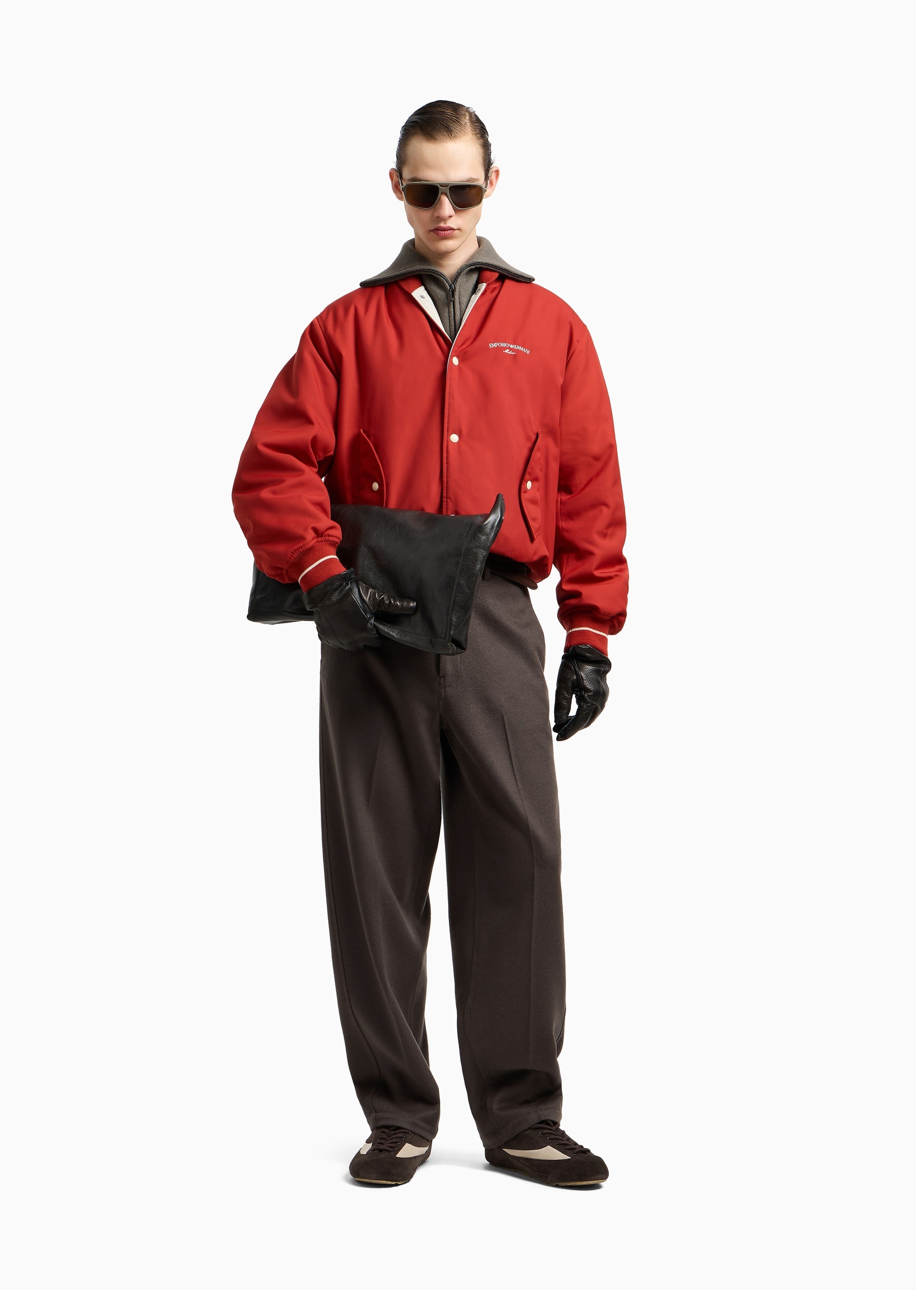 Emporio Armani 男士短款轻薄长袖棒球领刺绣飞行员棉服