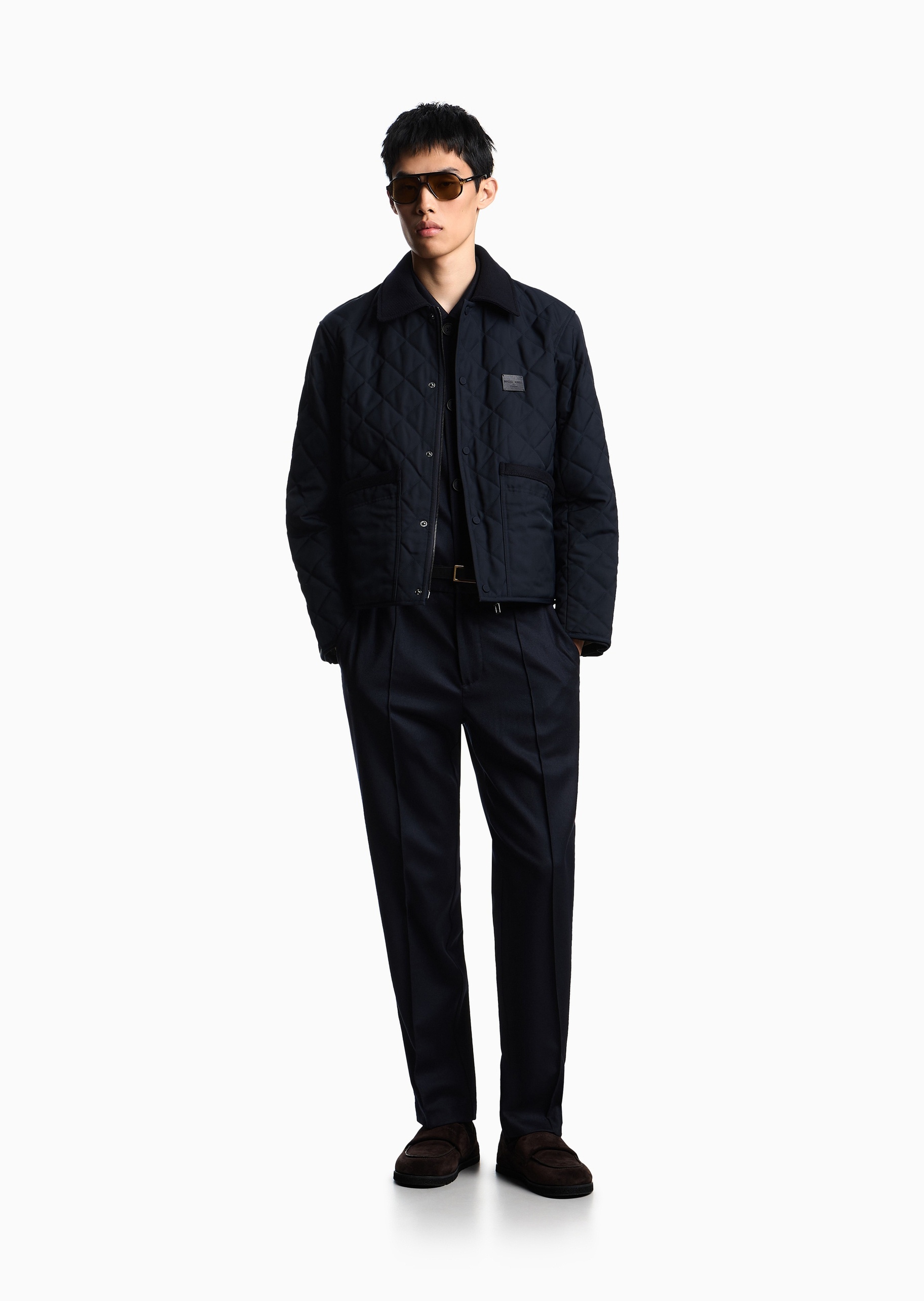 Emporio Armani 男士翻领夹棉衬衫式休闲商务夹克外套