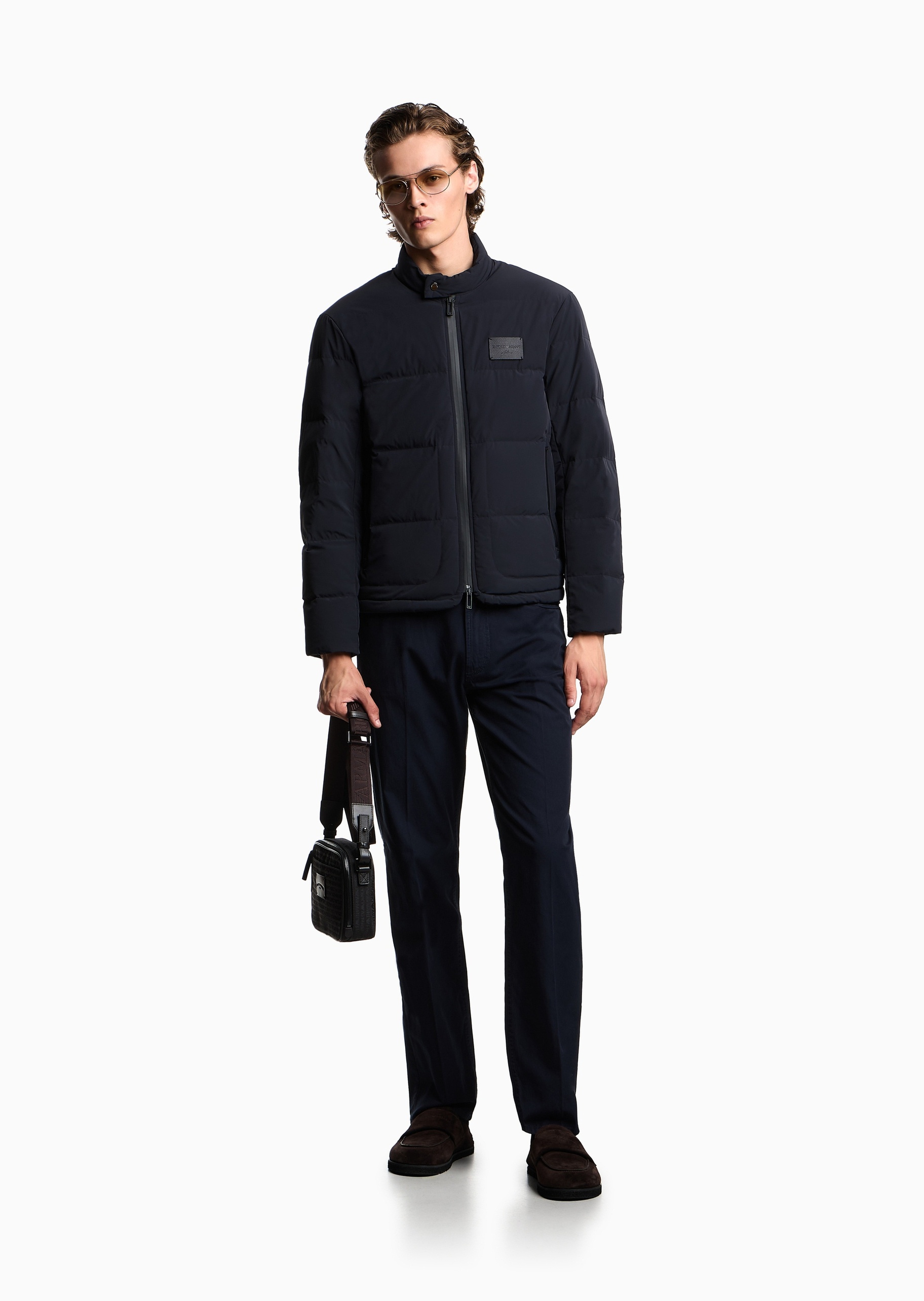 Emporio Armani 男士短款90白鸭绒立领面包羽绒服外套