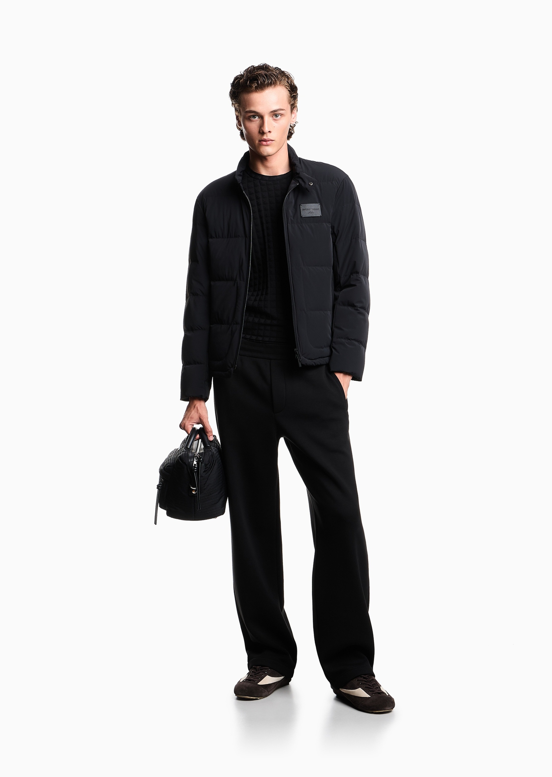 Emporio Armani 男士长袖立领纯色拉链门襟羽绒服