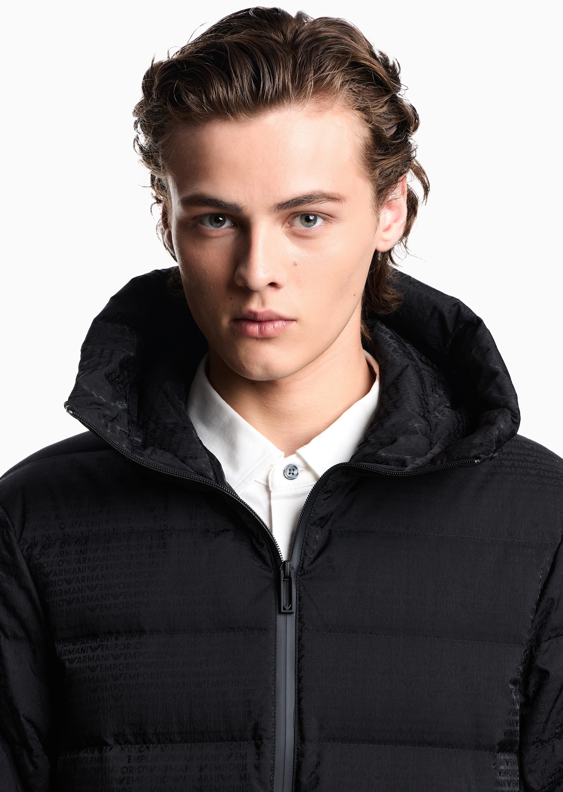 Emporio Armani 男士90白鸭绒连帽排骨羽绒服外套