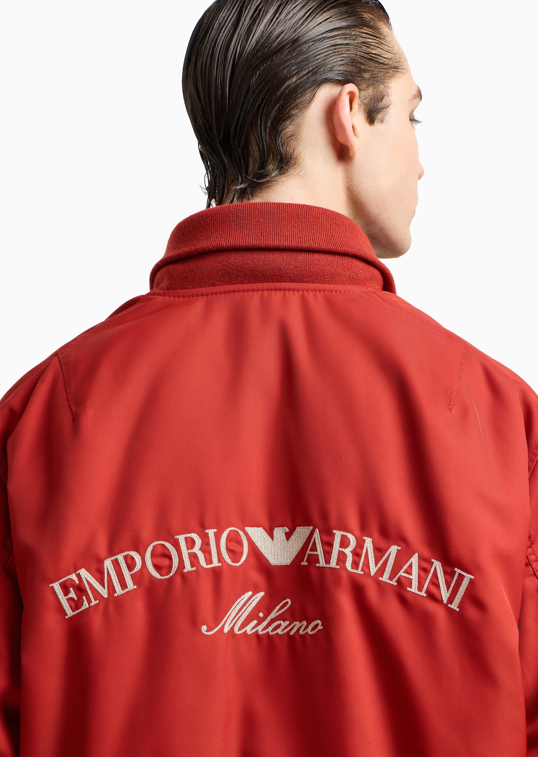 Emporio Armani 男士短款轻薄长袖棒球领刺绣飞行员棉服