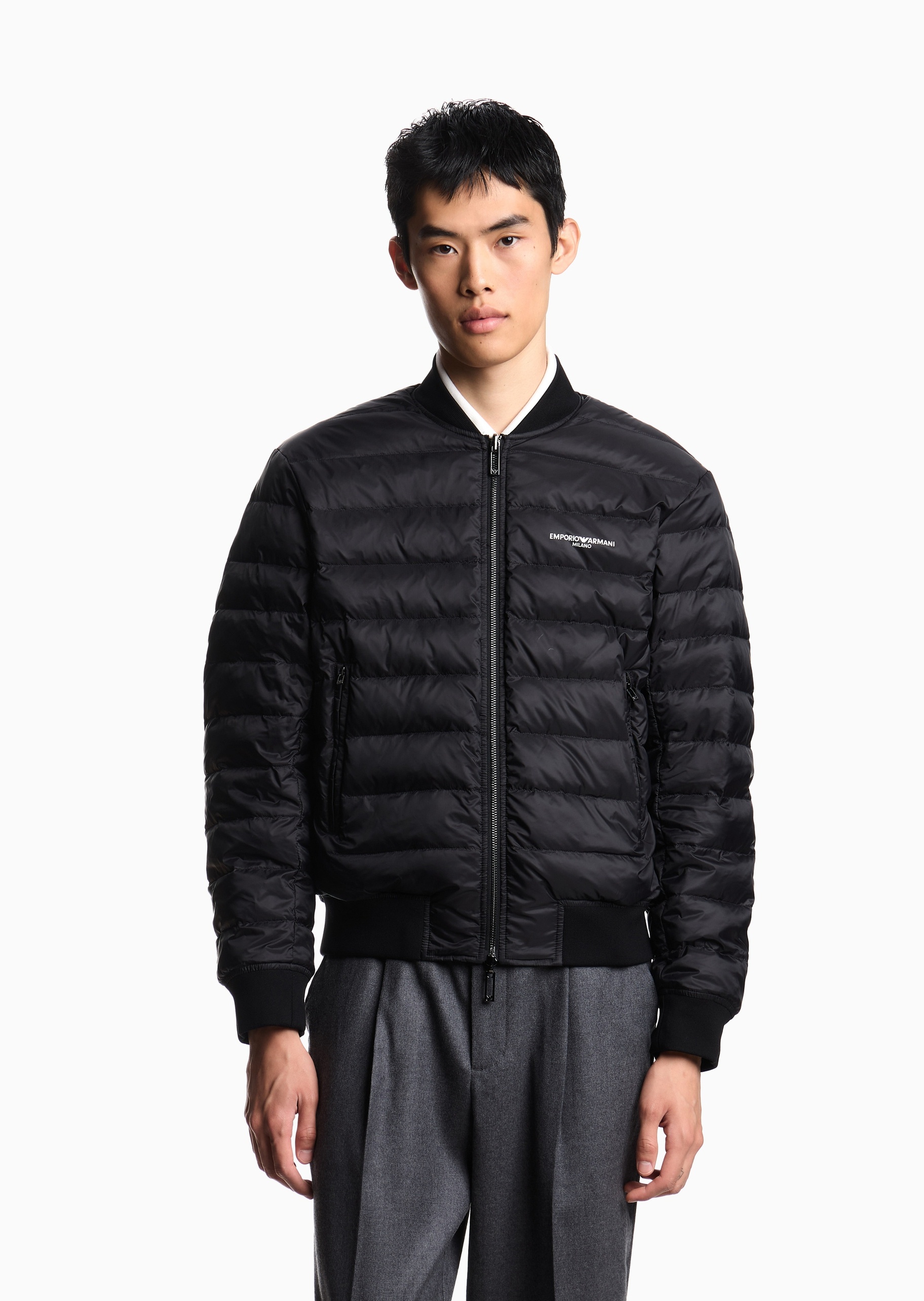 Emporio Armani 男士80白鸭绒棒球领通勤羽绒服外套