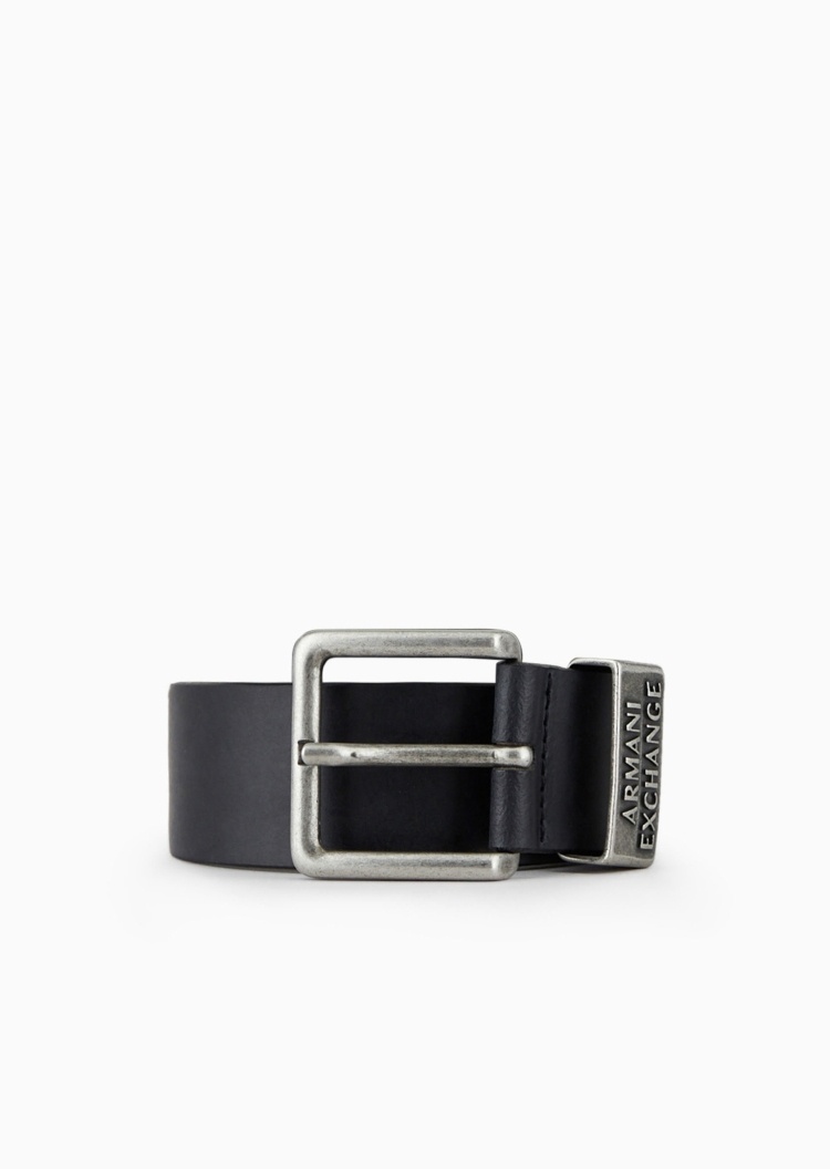 ARMANI EXCHANGE 男士牛剖层革复古针扣腰带皮带4CM宽礼物
