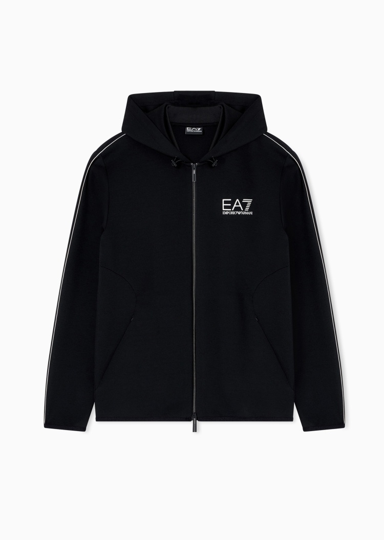 EA7 男士弹力合身长袖连帽拉链卫衣外套