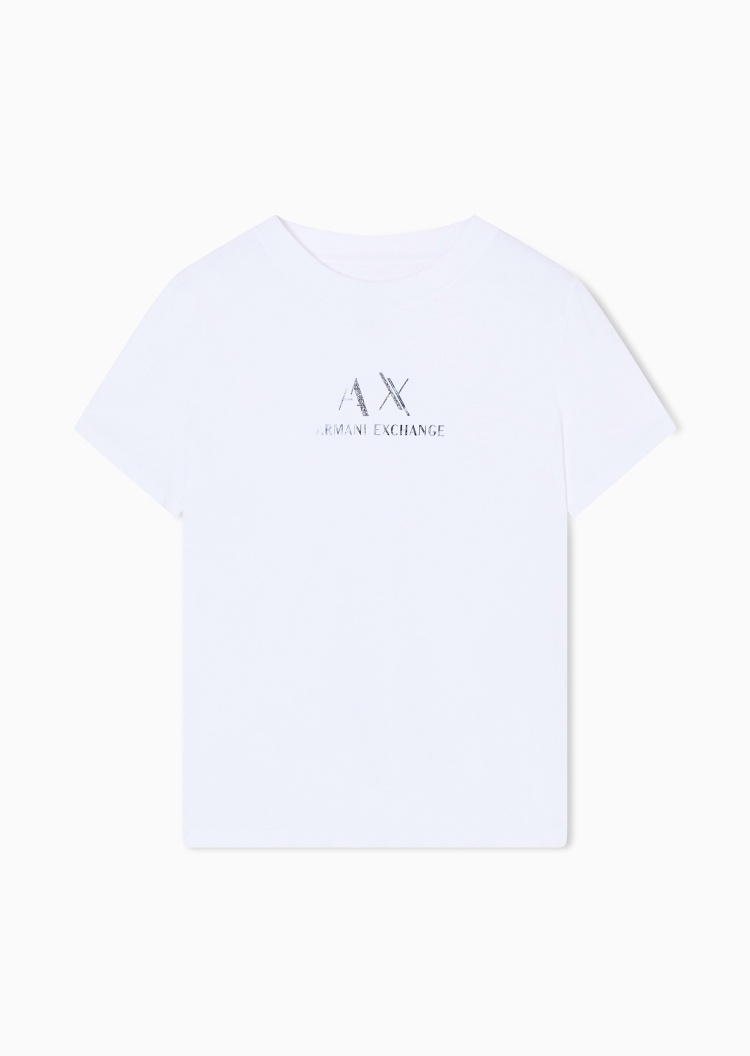 ARMANI EXCHANGE 女士全棉合身短袖圆领正肩纯色T恤