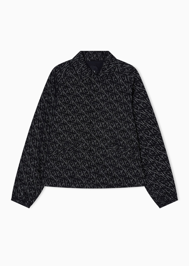 ARMANI EXCHANGE 男士长袖翻领满印字母单排扣夹克