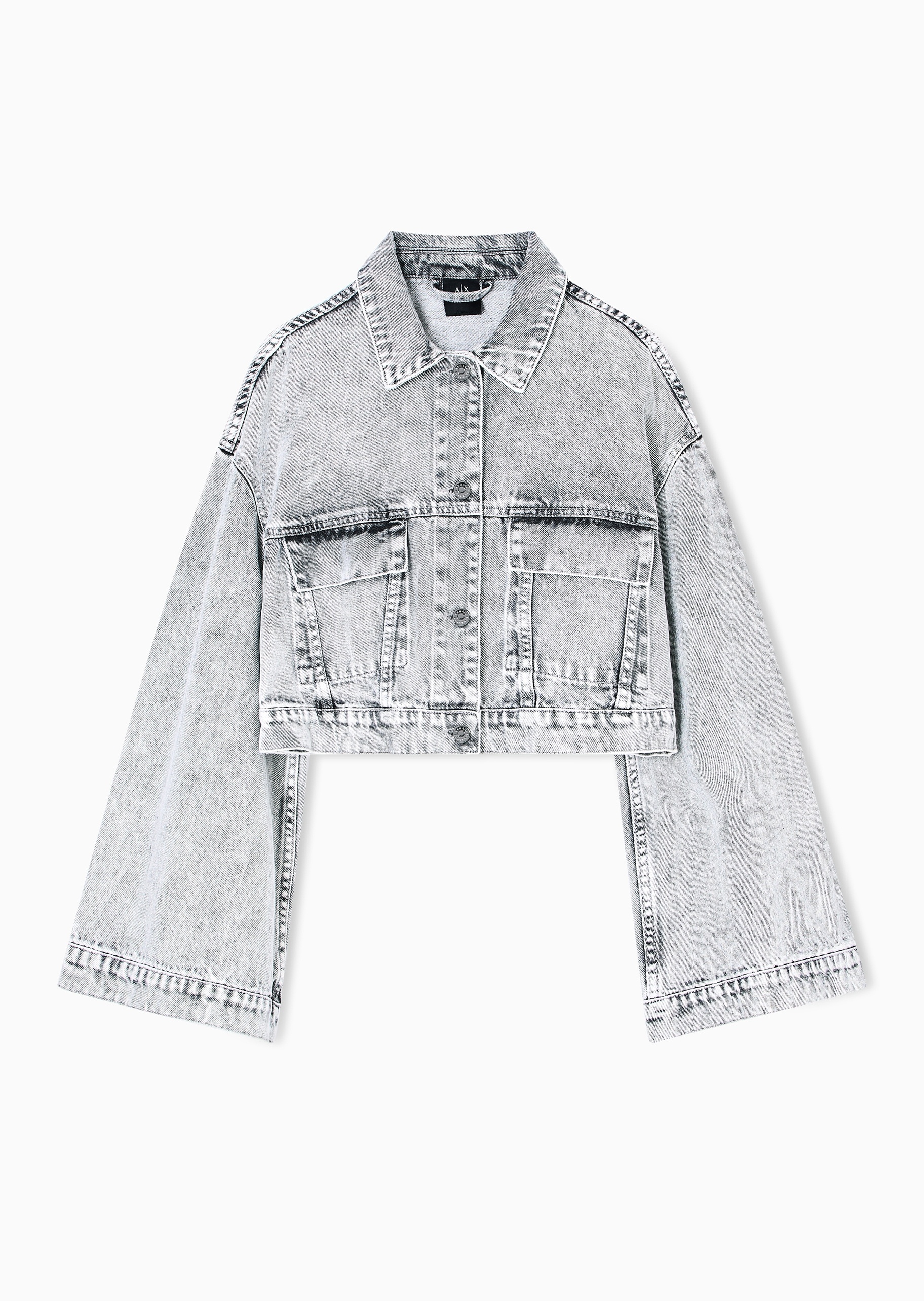 ARMANI EXCHANGE 女士全棉短款翻领落肩纽扣牛仔夹克