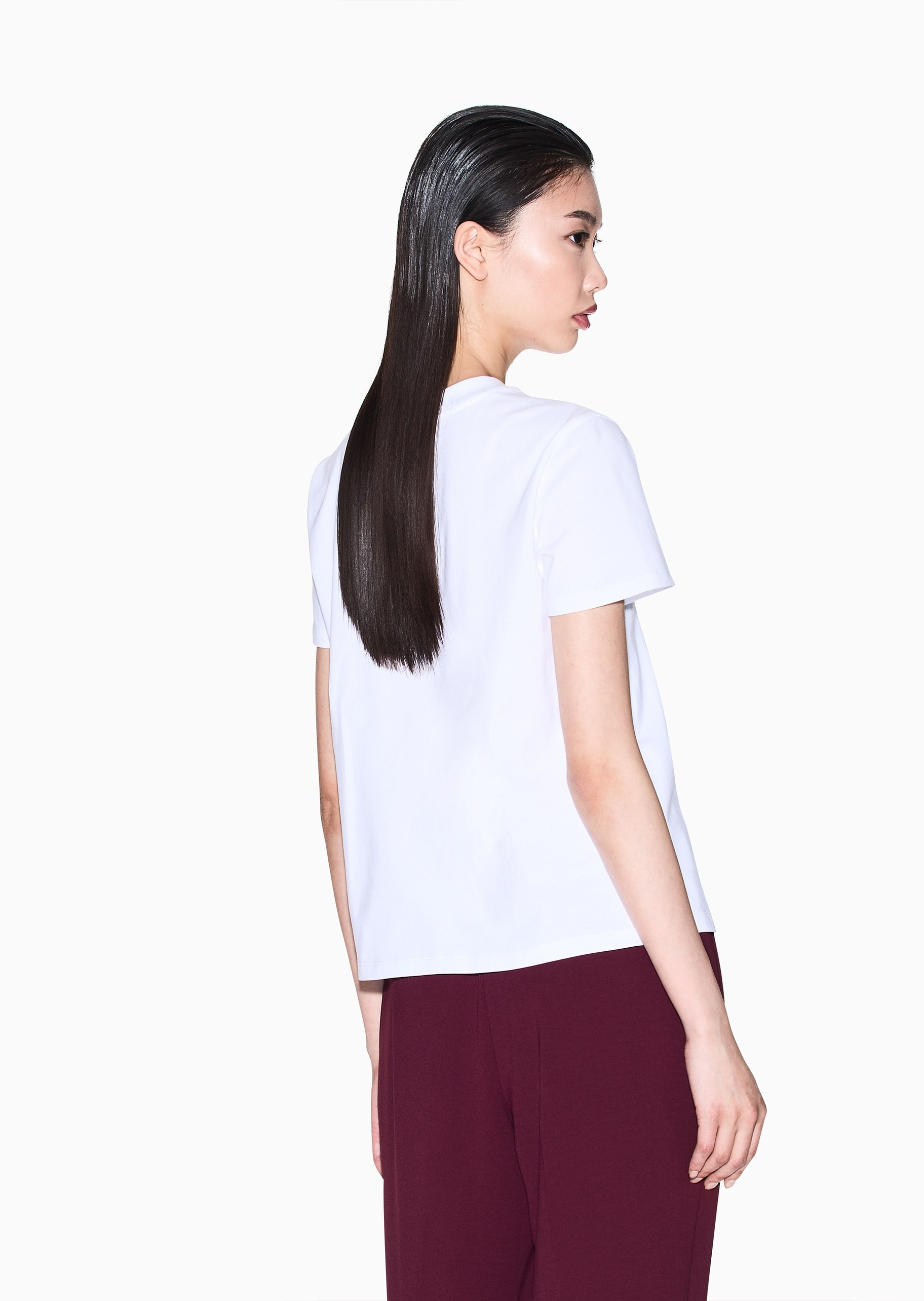 ARMANI EXCHANGE 女士全棉合身短袖圆领正肩纯色T恤