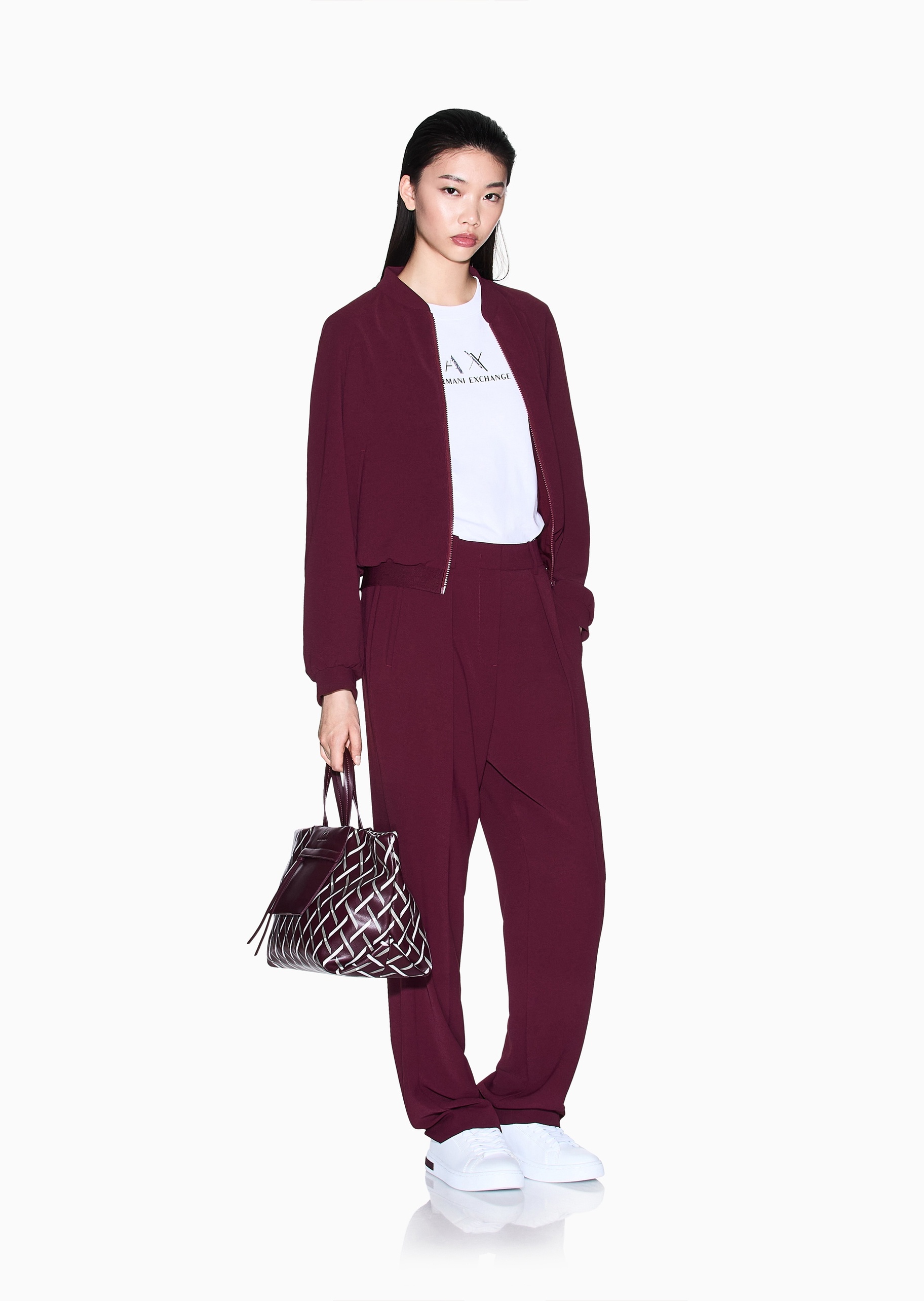 ARMANI EXCHANGE 女士全棉合身短袖圆领正肩纯色T恤
