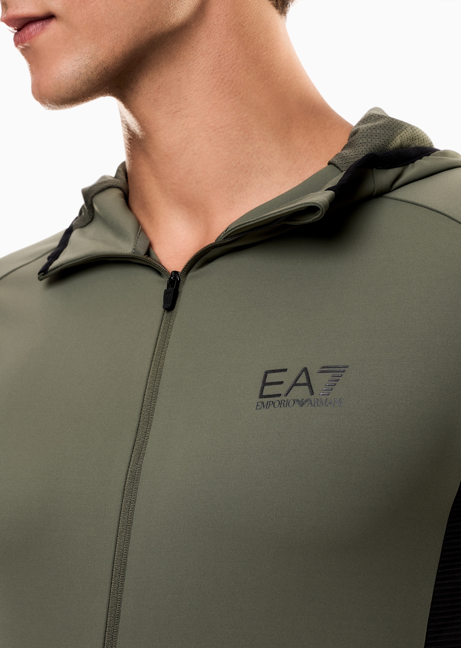 EA7 男士连帽拉链机能风运动夹克外套
