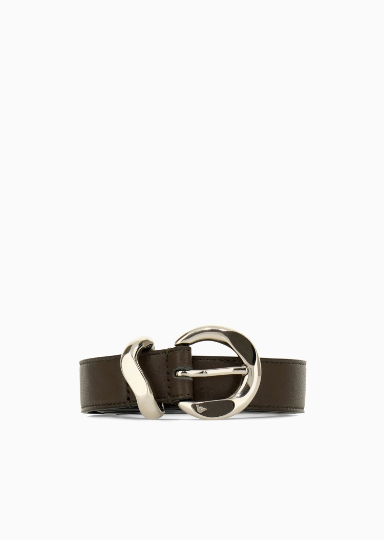 Emporio Armani 女士牛皮革复古老钱风针扣腰带皮带