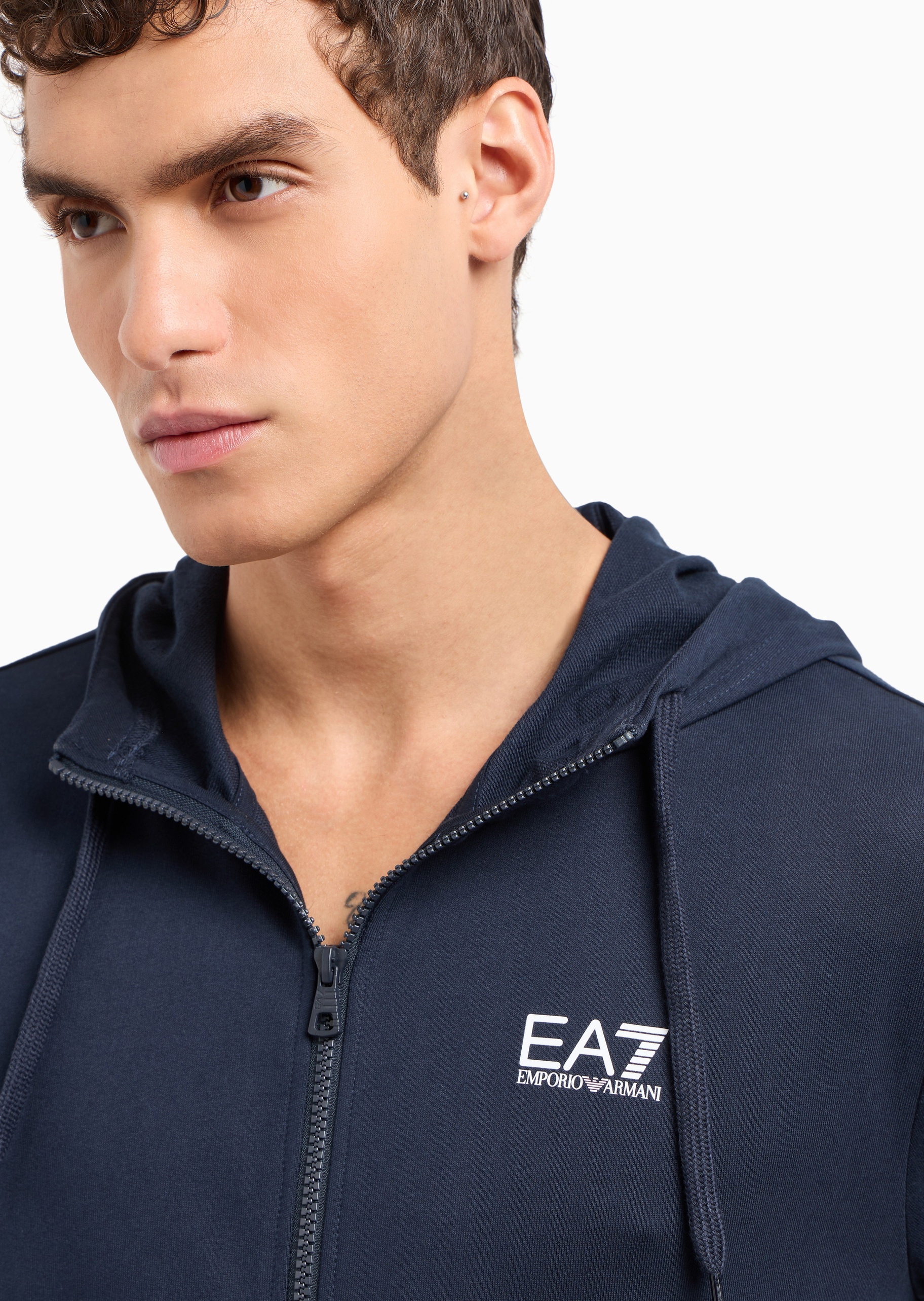 EA7 男士短款连帽拉链开衫卫衣夹克外套