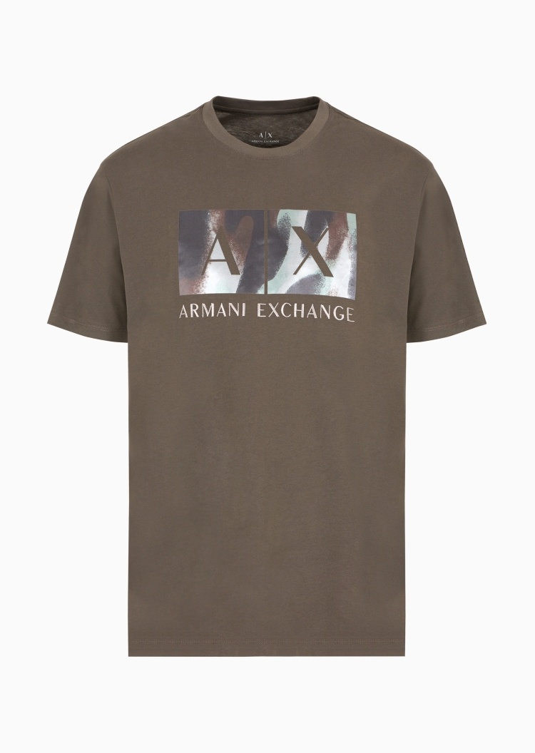 ARMANI EXCHANGE 男士全棉合身短袖圆领创意印花T恤