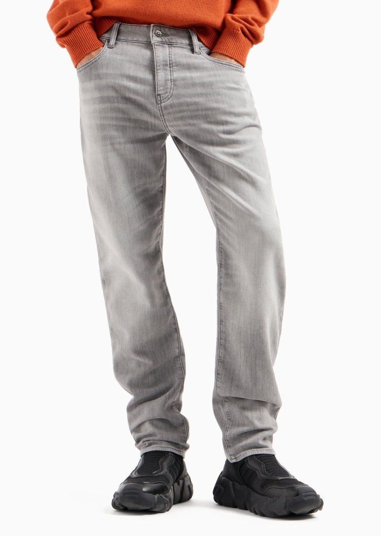 ARMANI EXCHANGE 男士棉质微弹修身低腰长款直筒窄脚牛仔裤