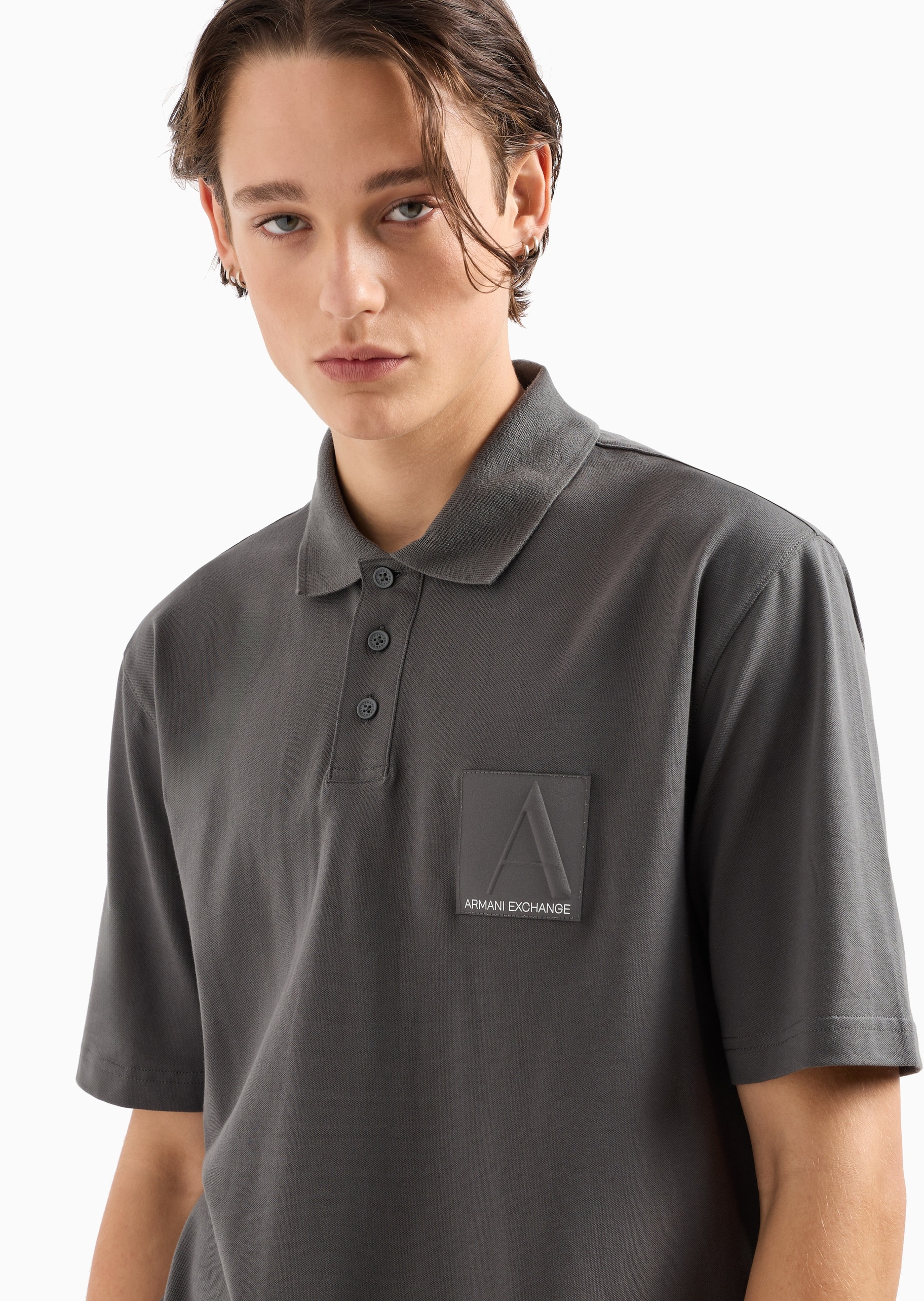 ARMANI EXCHANGE 男士纯棉弹力合身短袖翻领休闲Polo衫