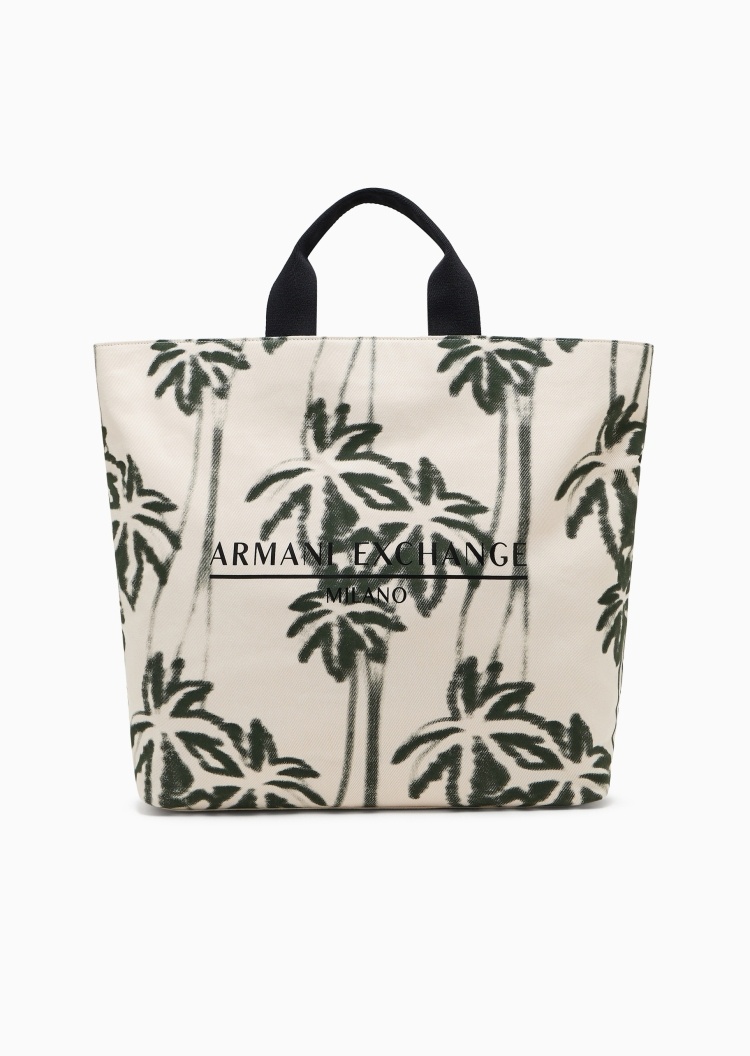 ARMANI EXCHANGE 男士帆布磁扣大容量度假风手提斜挎托特包