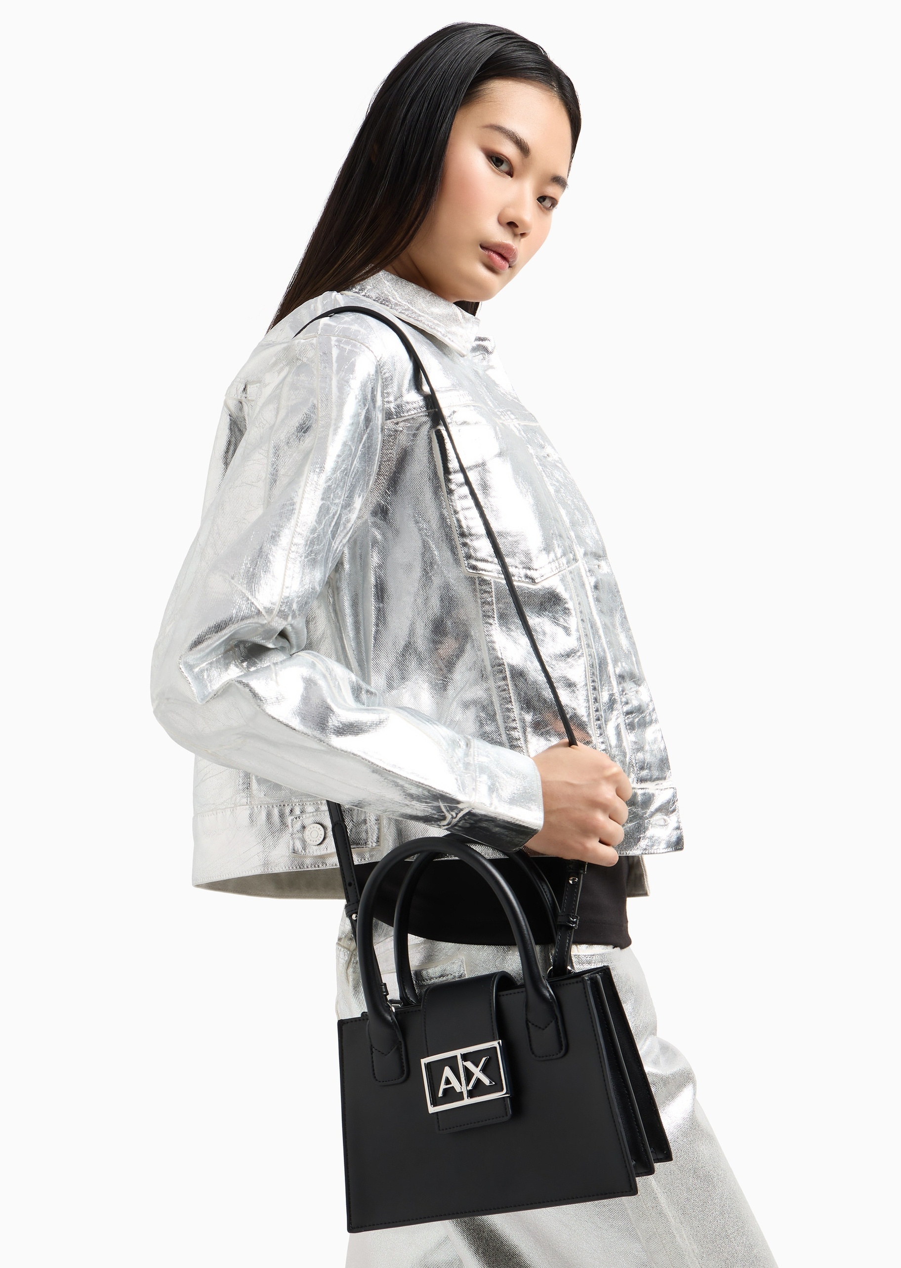 ARMANI EXCHANGE 女士梯形可拆肩带手提斜挎托特包