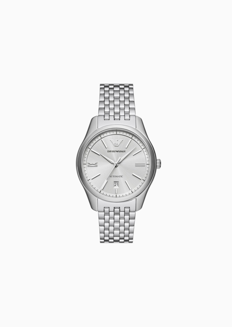 Emporio Armani 男士素色编织钢带蝴蝶扣时尚机械手表腕表