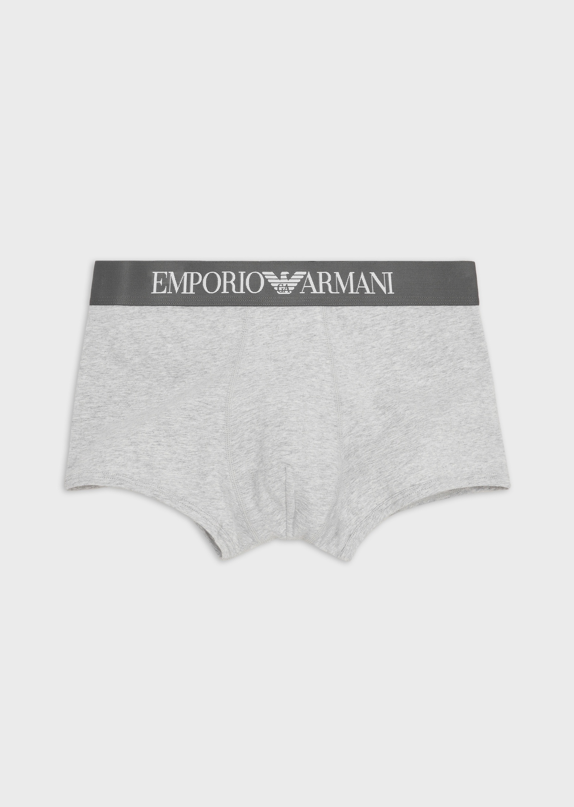 Emporio Armani 男士纯棉修身平角LOGO腰边平角内裤