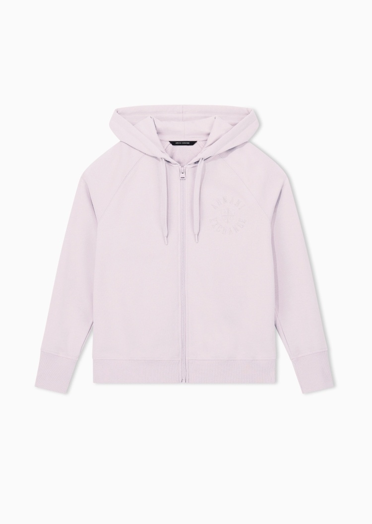 ARMANI EXCHANGE 女士刺绣宽松拉链开衫卫衣连帽夹克外套