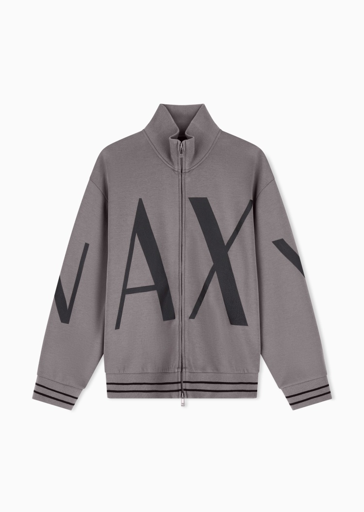 ARMANI EXCHANGE 男士立领印花慵懒重磅拉链开衫卫衣夹克外套