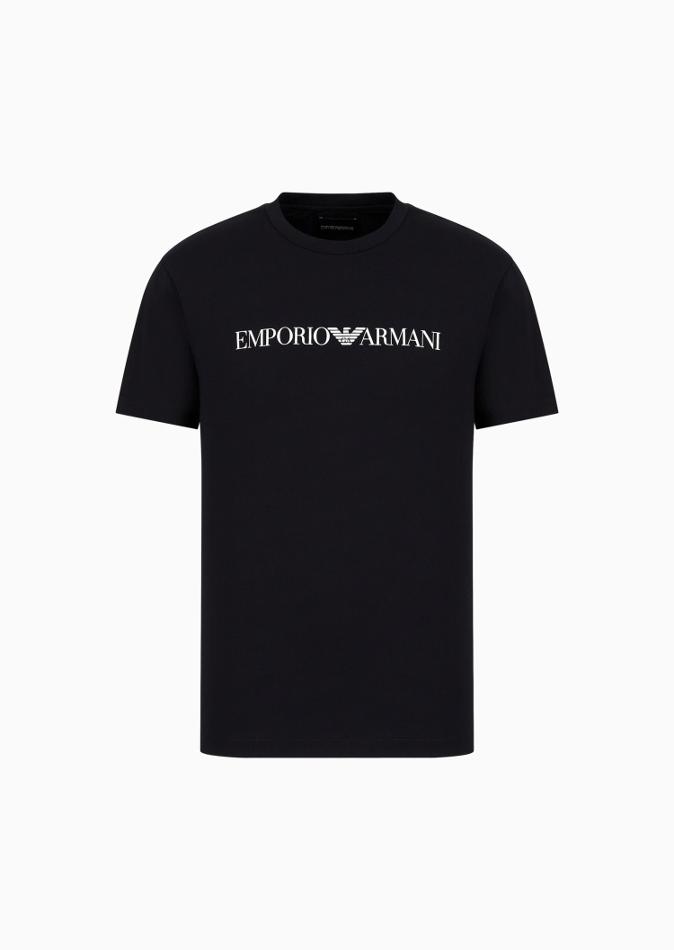 Emporio Armani 男士纯棉合身短袖圆领徽标印花T恤