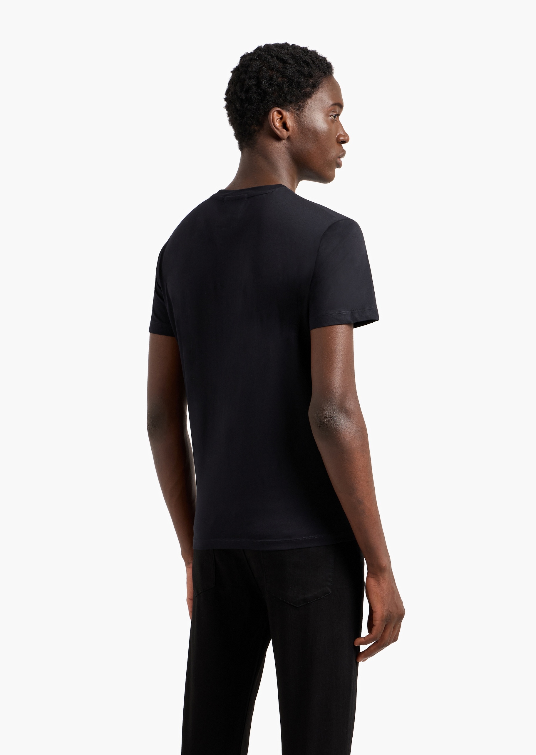 Emporio Armani 男士纯棉合身短袖圆领徽标印花T恤