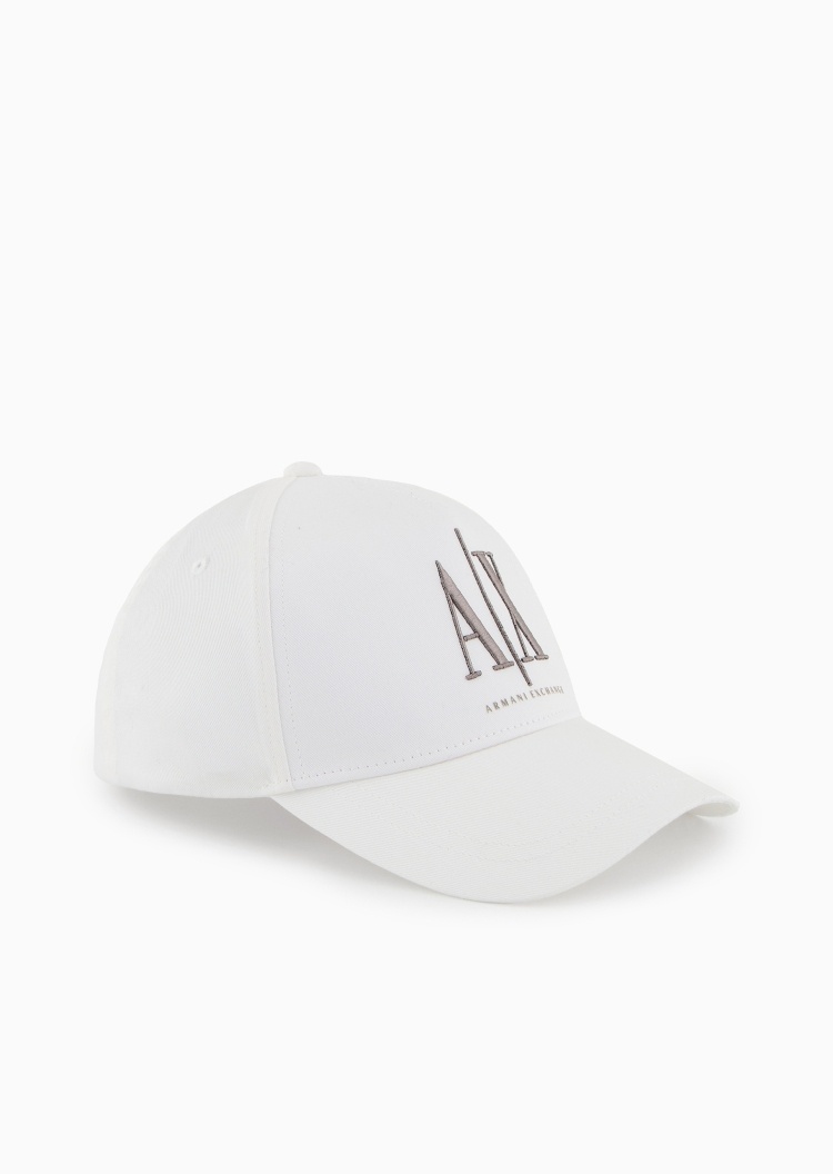 ARMANI EXCHANGE 男士纯棉排扣圆顶弯檐LOGO刺绣棒球帽