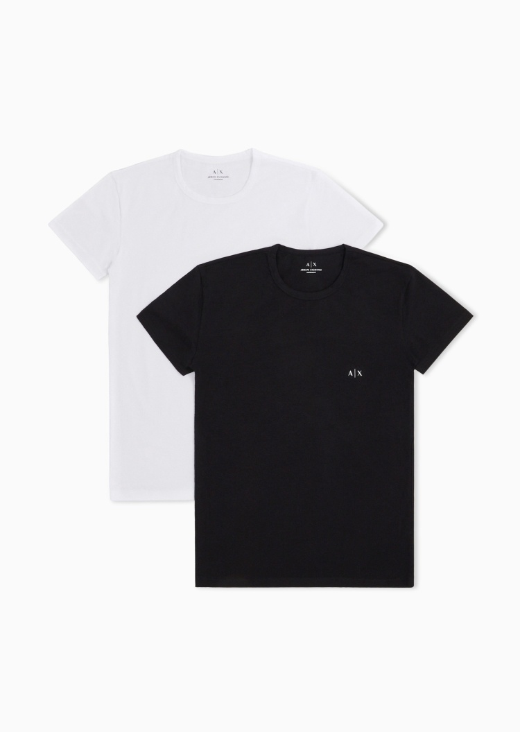 ARMANI EXCHANGE 男士纯棉弹力短袖圆领两件装印花家居服套装